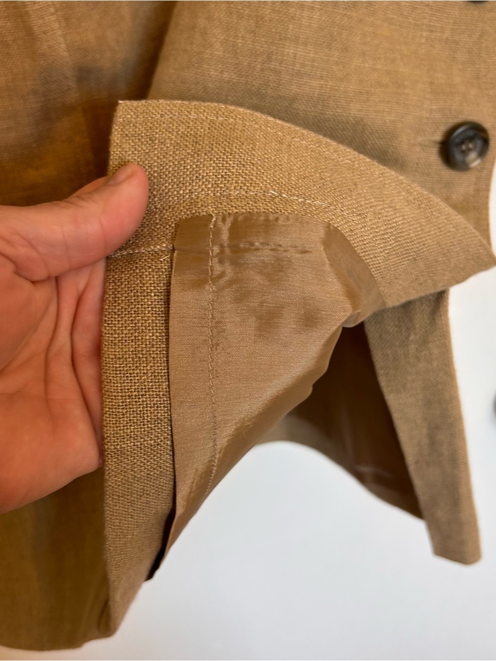 Lauren Ralph Lauren Brown Button-Side Pencil Skirt Safari Style 100% linen - Picture 3 of 7